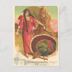 Indianer & Truthahn Postkarte