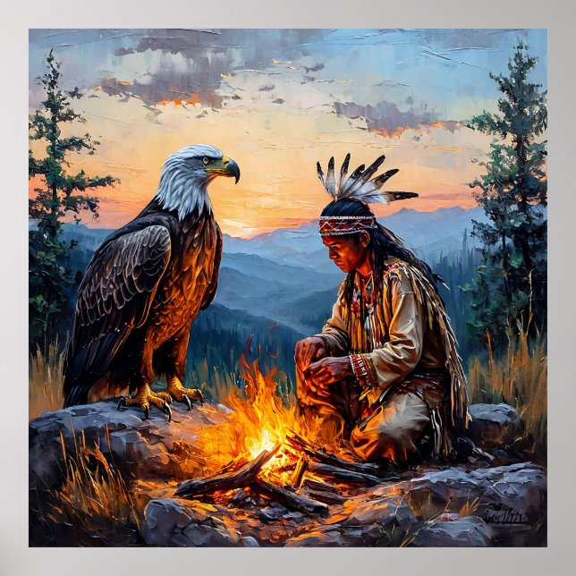Indianer und Adler Poster (Vorne)