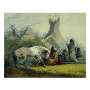 Indianer und sein Pferd 1858 Poster