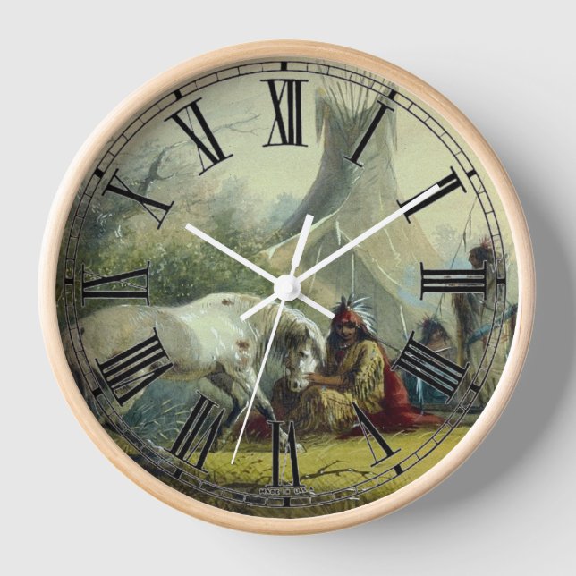 Indianer und sein Pferd 1858 Uhr (Vorderseite)