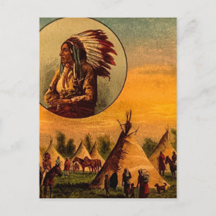 Indianer Vintage-Magie-Laternenbild Postkarte