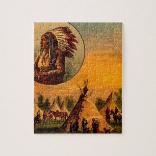 Indianer Vintage-Magie-Laternenbild Puzzle