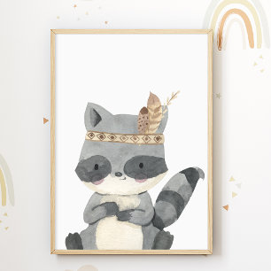 Indianer-Waschbär-Plakat Kinderzimmer-Druck Poster