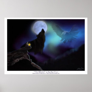 Indianer, Wolf, Adler und Moon Poster