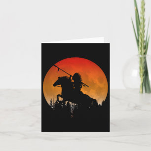 Indianeramerikaner auf der Pferderücken-Silhouette Karte