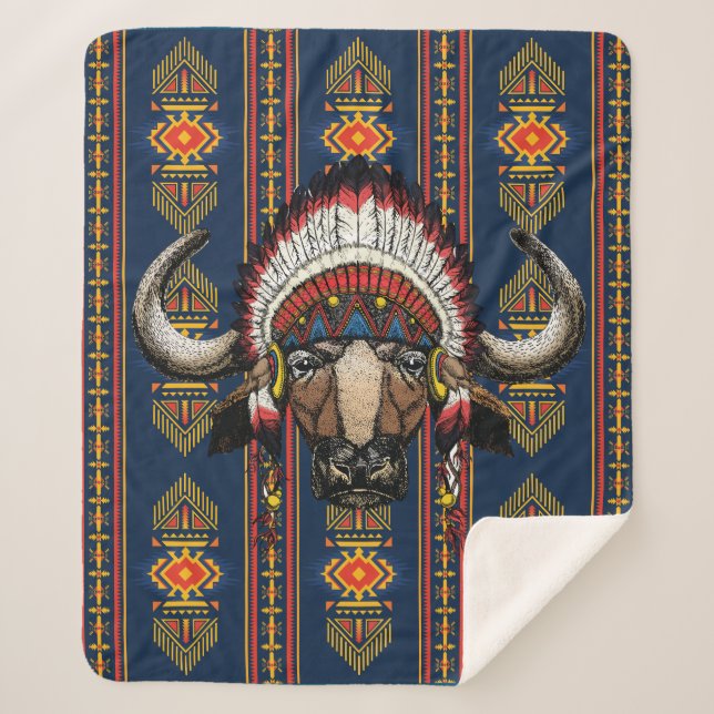 Indianeramerikaner Buffalo Headdress Sherpadecke (Vorderseite)