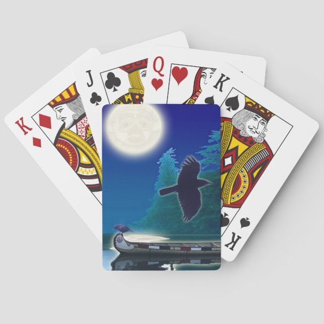 Indianeramerikaner Haida Canoe & Crow Card Deck Spielkarten (Rückseite)