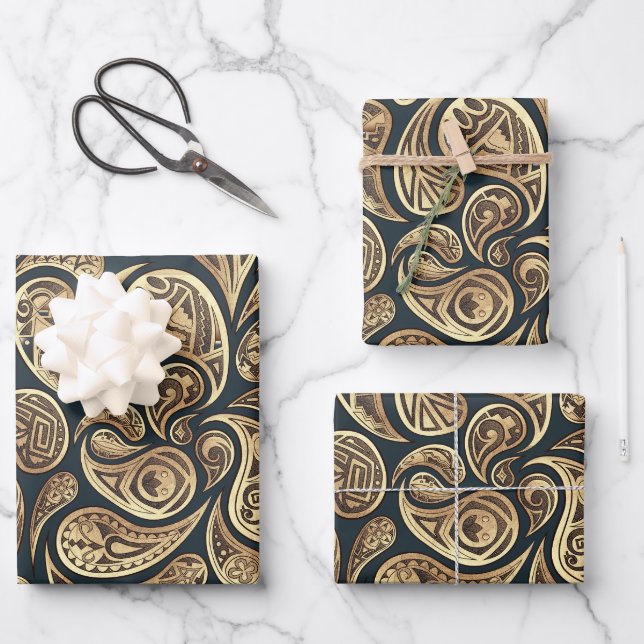 Indianeramerikaner inspiriert Paisley Pattern Geschenkpapier Set (Vorderseite)