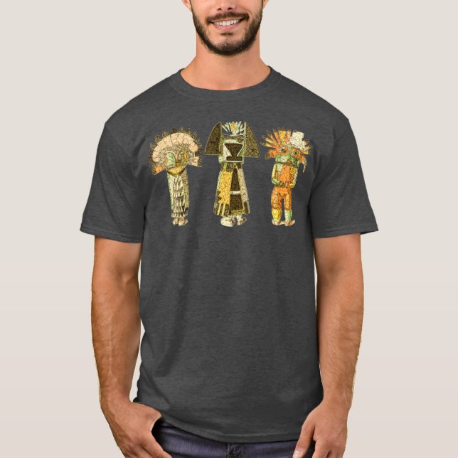 Indianeramerikaner KACHINA DOLLS abstrakt grunge T-Shirt (Vorderseite)