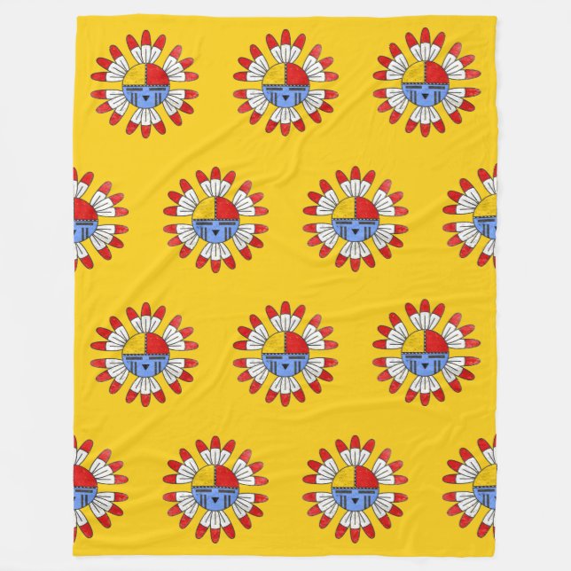 Indianeramerikaner KACHINA - TAWA-Sonnenmaske 1 Fleecedecke (Vorderseite)