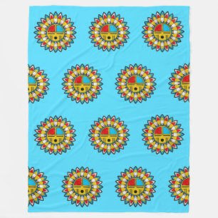 Indianeramerikaner KACHINA - TAWA Sun Mask 2 Fleecedecke