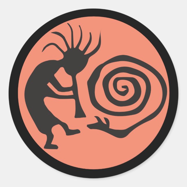 Indianeramerikaner Kokopelli Classic Round Sticker (Vorderseite)