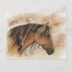 Indianeramerikaner Mustang Horse ArT von BiHrLe Postkarte