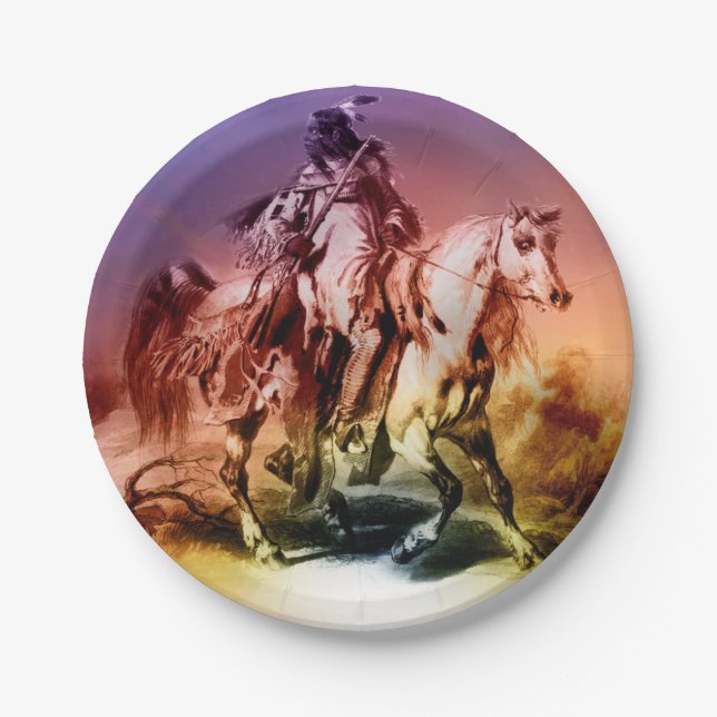 Indianeramerikaner Pappteller (Vorderseite)