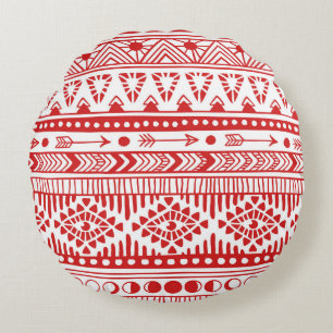 Indianeramerikaner: Red Ink Doodle. Rundes Kissen