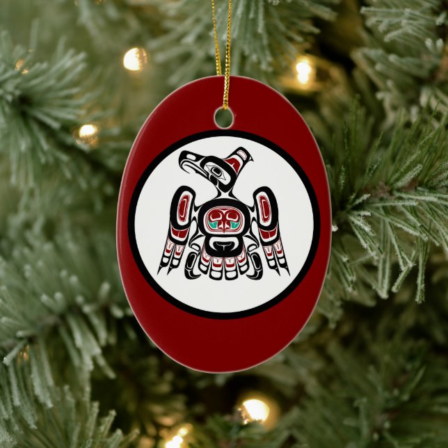 Indianeramerikaner Roter Kaigani Thunderbird Keramik Ornament (Baum)