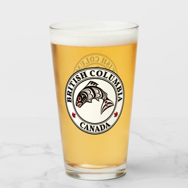 Indianeramerikaner Roter Schwarz-weiß Haida Art Sa Glas (Vorne (Gefüllt))