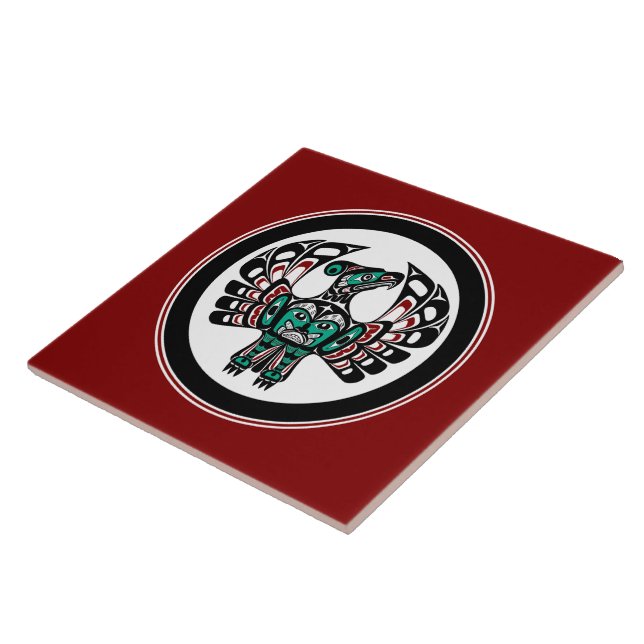 Indianeramerikaner Roter Schwarzer Vector Art Thun Fliese (Seite)