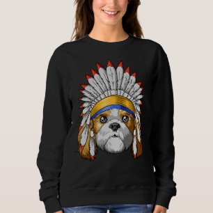 Indianeramerikaner Shih Tzu Feather Headdress Sweatshirt