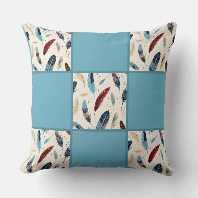 Indianeramerikaner Südwestfeather Quilt Muster Kissen (Vorderseite)