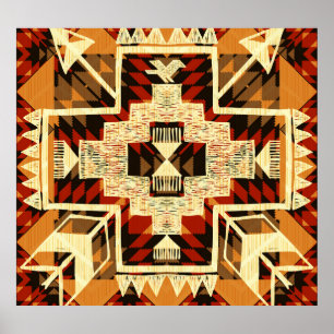 Indianeramerikaner, Vintag handGezeichnet Abstrakt Poster