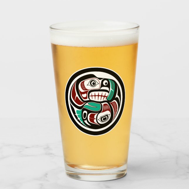 Indianeramerikanischer Roter Schwarz-weiß Haida Ot Glas (Vorne (Gefüllt))