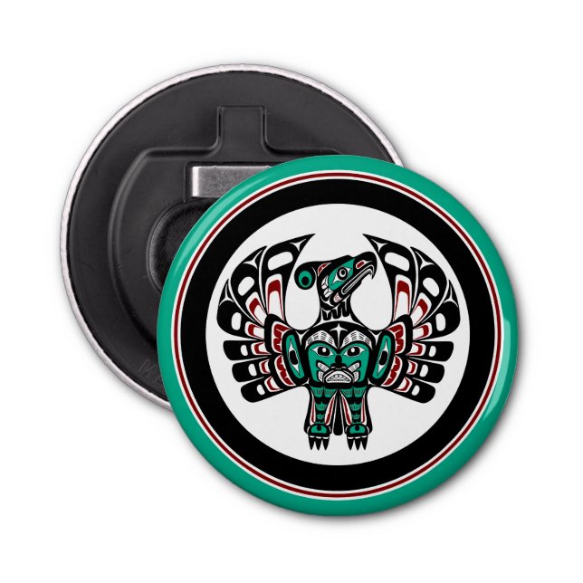 Indianeramerikanischer Roter Schwarzer Grafischer  Flaschenöffner (Vorderseite)