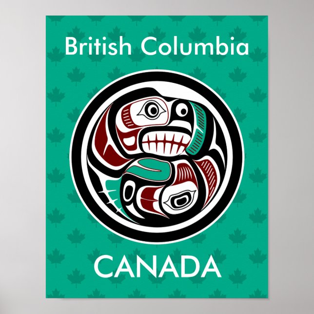 Indianeramerikanischer Roter Schwarzer Grafischer  Poster (Vorne)