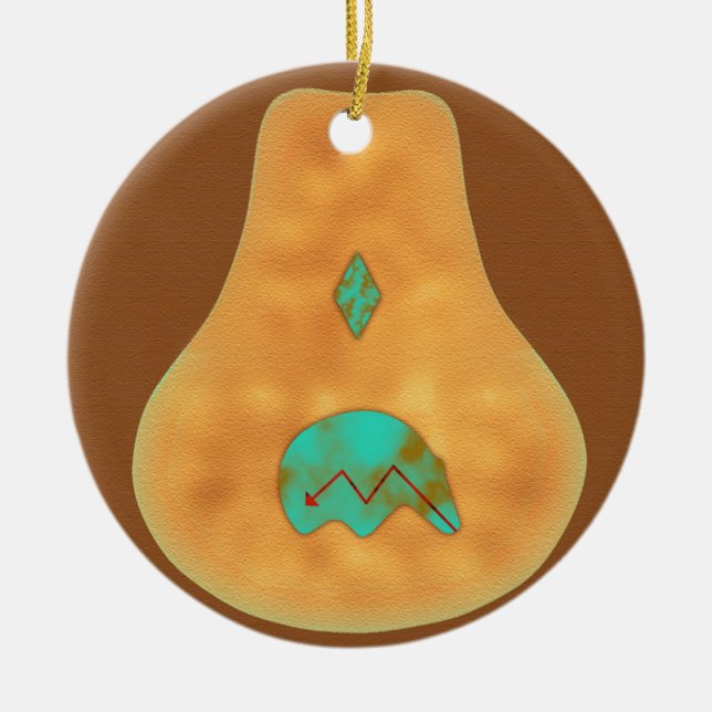 Indianeramerikanischer Zuni-Bär Keramik Ornament (Vorne)