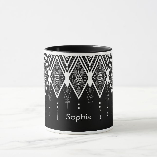 Indianeramerikanisches Schwarz-Weiß-Zoll Tasse (Zentrum)