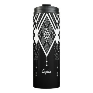 Indianeramerikanisches Schwarz-Weiß-Zoll Thermosbecher