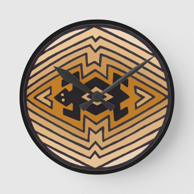 Indianerbär Runde Wanduhr (Vorderseite)