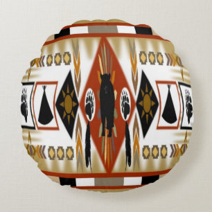 Indianerbärclan Rundes Kissen