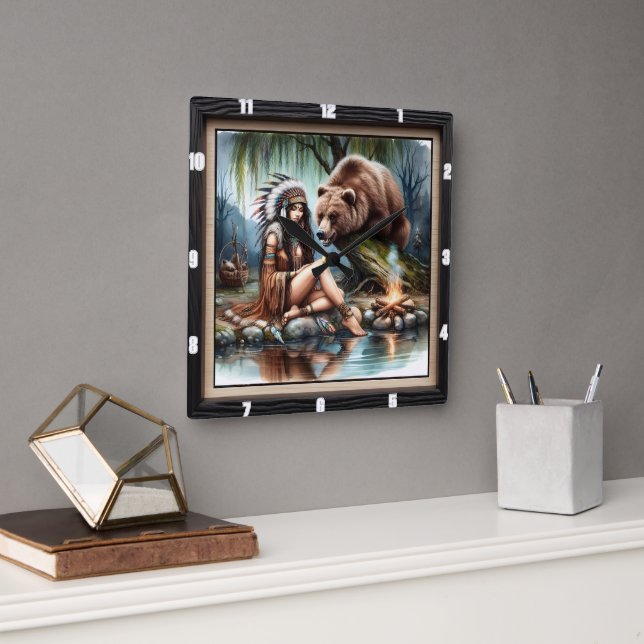 Indianererbe Quadratische Wanduhr (Büro)