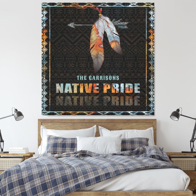 Indianerfeather Retro-Arrow Leinwanddruck (Insitu (Schlafzimmer))