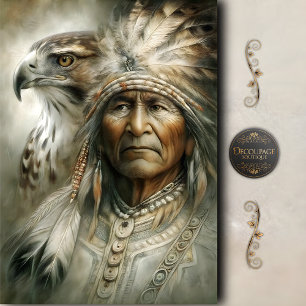 Indianerhäuptling & Adler-Dekoupage Seidenpapier