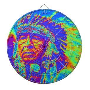 Indianerhäuptling Pop Art Dartscheibe