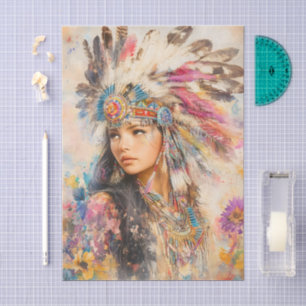 Indianerin-Decoupage Seidenpapier