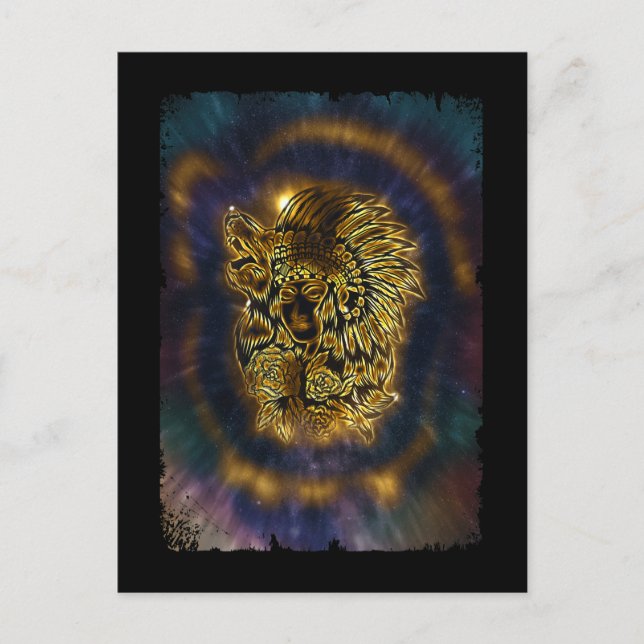 Indianerin Galaxy Howling Wolf Postkarte (Vorderseite)
