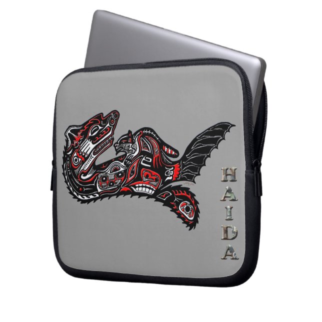 Indianerin Haida Otter Art Laptop Sleeve (Vorderseite Links)