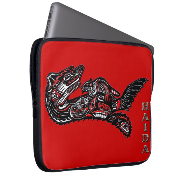 Indianerin Haida Otter Art Laptop Sleeve (Vorne Rechts)