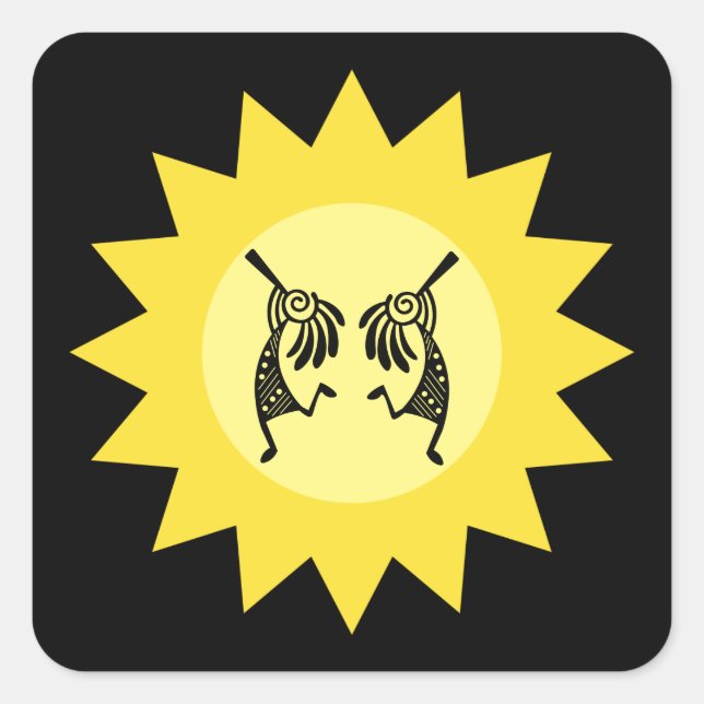 Indianerin Kokopelli Sun Southwestern Quadratischer Aufkleber (Vorderseite)