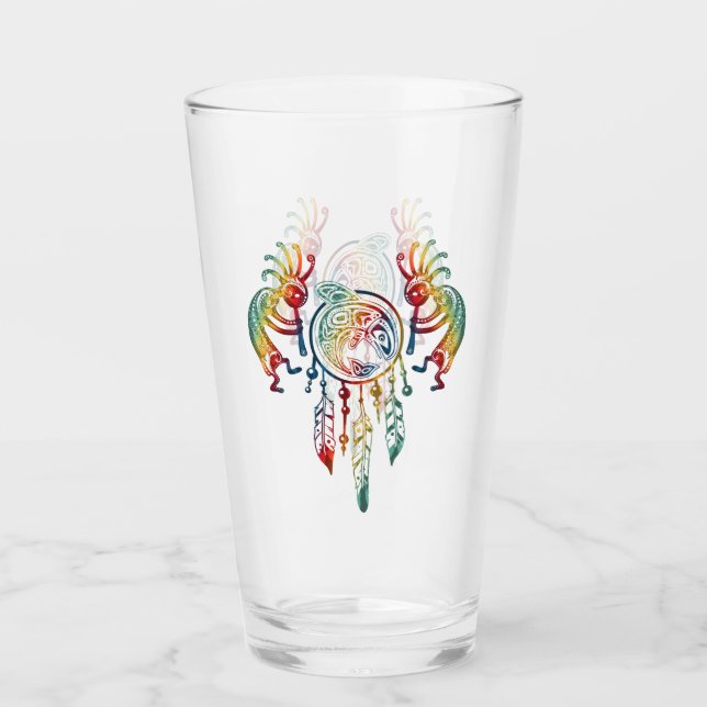 Indianerin Kokopelli Whale Dreamcatcher 1 Glas (Vorderseite)