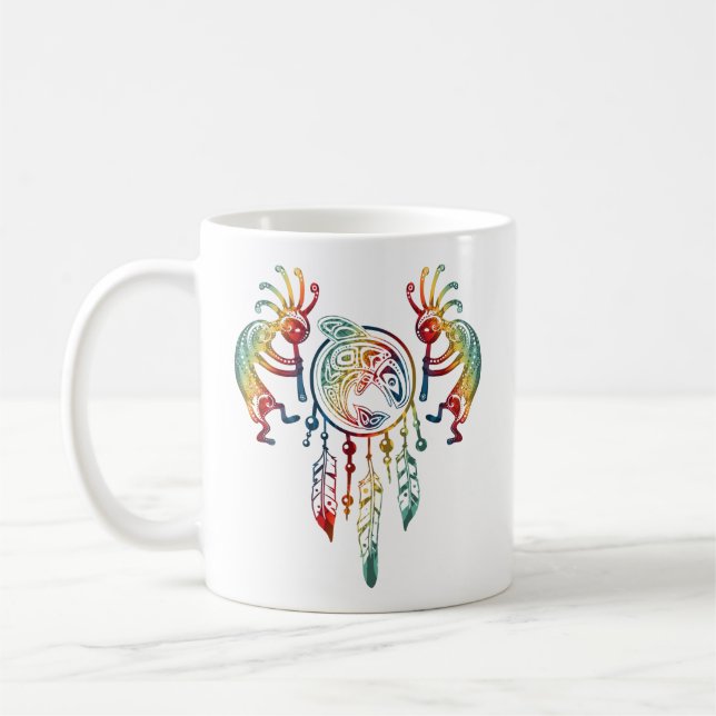 Indianerin Kokopelli Whale Dreamcatcher 1 Kaffeetasse (Links)