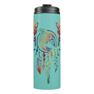 Indianerin Kokopelli Whale Dreamcatcher 1 Thermosbecher