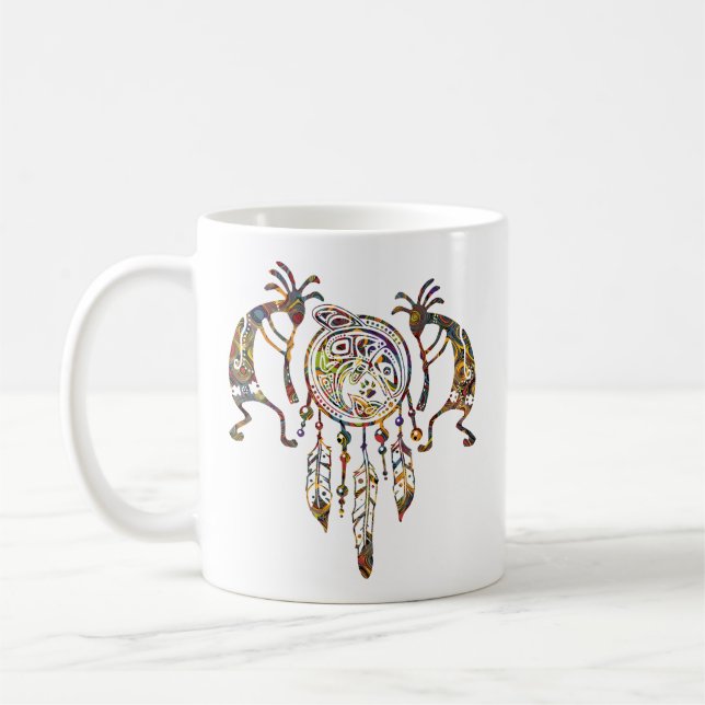 Indianerin Kokopelli Whale Dreamcatcher 2 Kaffeetasse (Links)