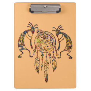 Indianerin Kokopelli Whale Dreamcatcher 2 Klemmbrett
