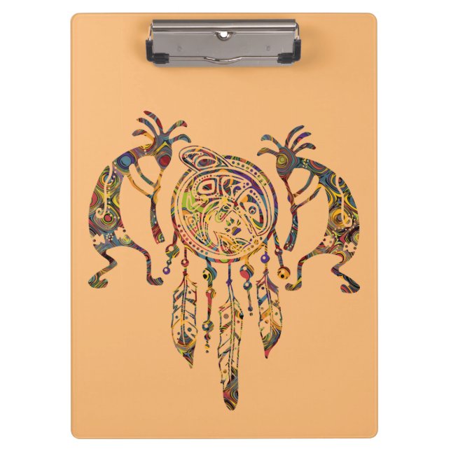 Indianerin Kokopelli Whale Dreamcatcher 2 Klemmbrett (Vorderseite)