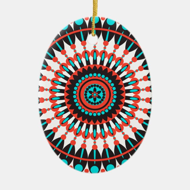 Indianerin Mandala Keramikornament (Vorne)