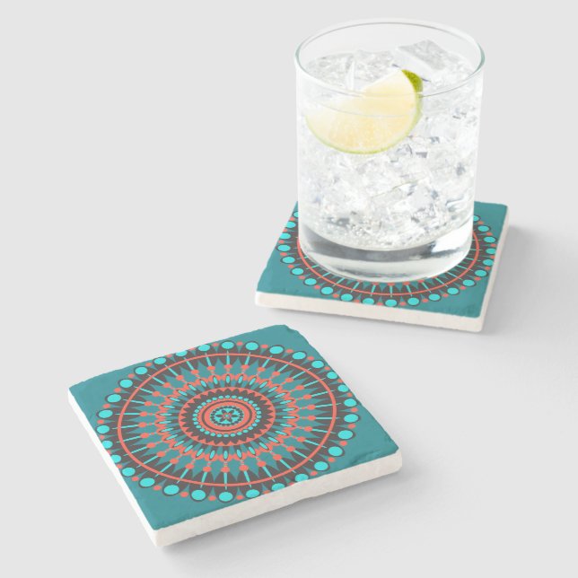 Indianerin Mandala Steinuntersetzer (Seitenansicht)